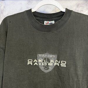 Vintage Oakland Raiders Majestic T Shirt Mens XL Black Embroidered NFL